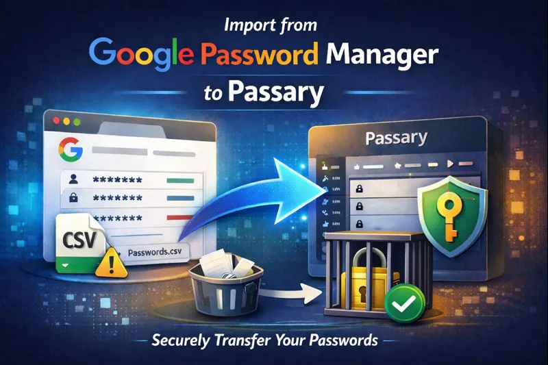Process of importing passwords from Google Password Manager to Passary Vault